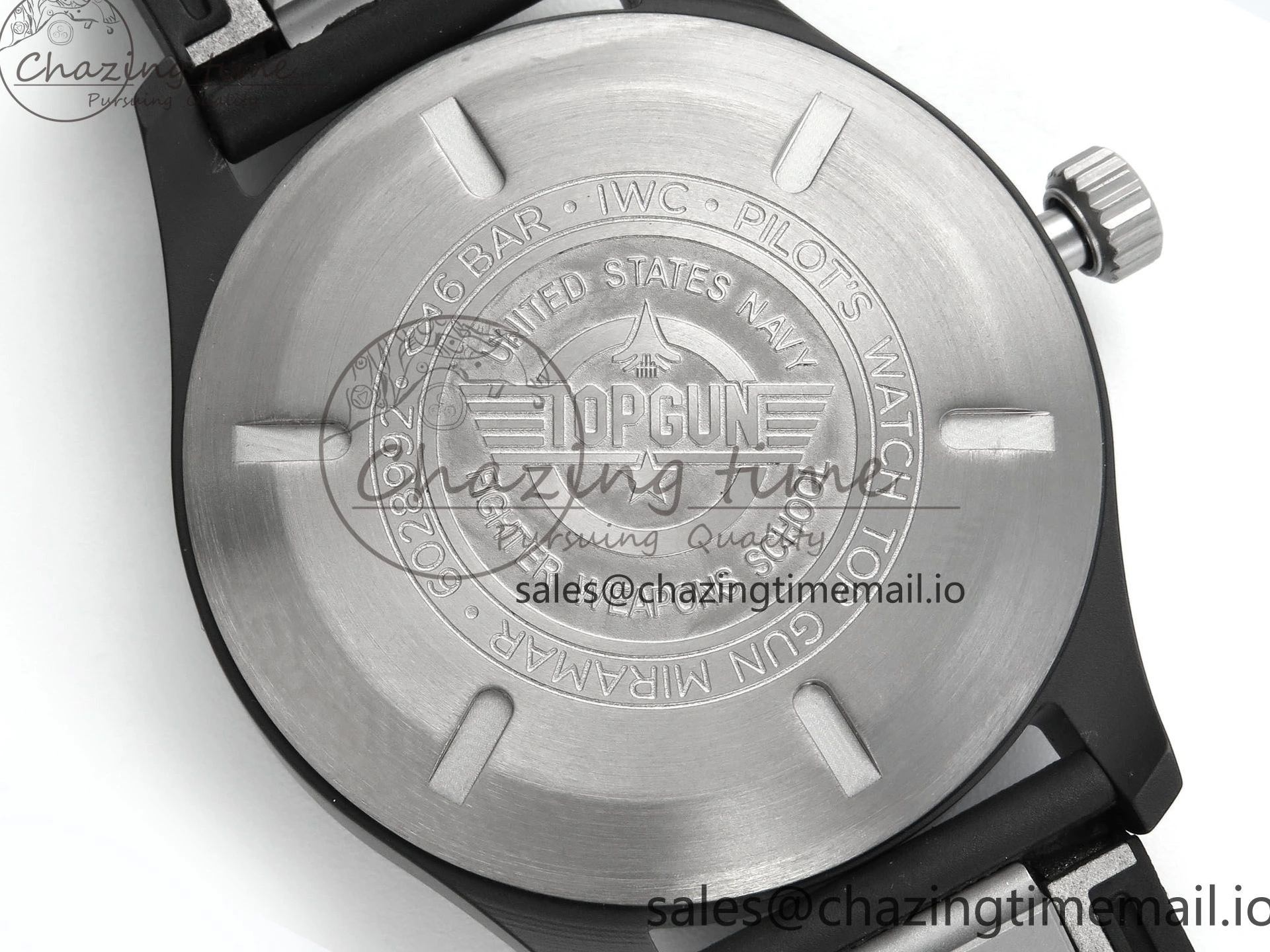 MIROTIME 0219 Pilot Top Gun IW326901 M+F 1:1 Best Edition Black Dial on Black Rubber Strap A SportInspired 6999